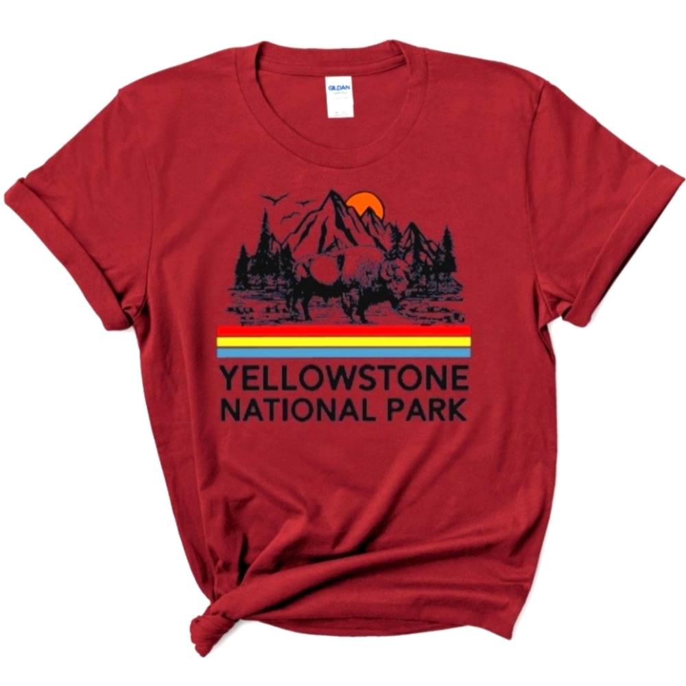 Yellowstone National Park T-Shirt, Red, Multiple Sizes